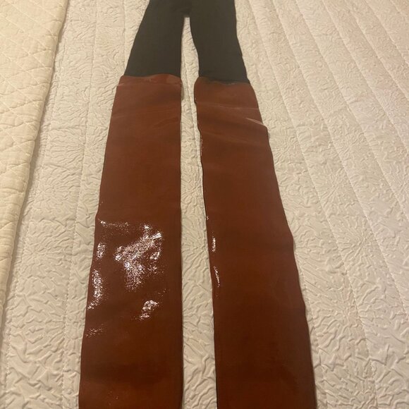 NWOT Wolford Leggings with Faux Leather Front Patches - Size S/P - Picture 3 of 3